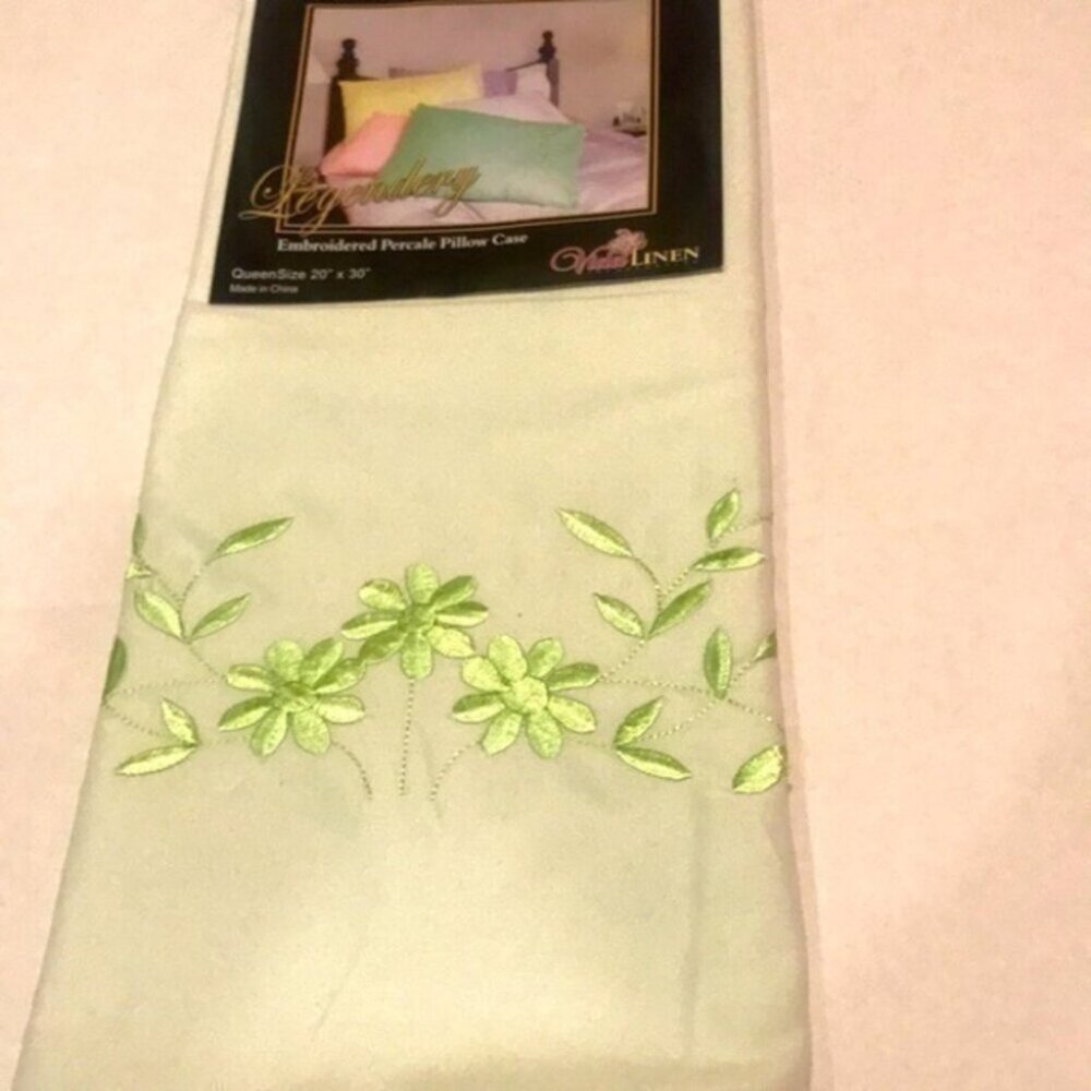 2PC Embroidery Percale Pillow Case